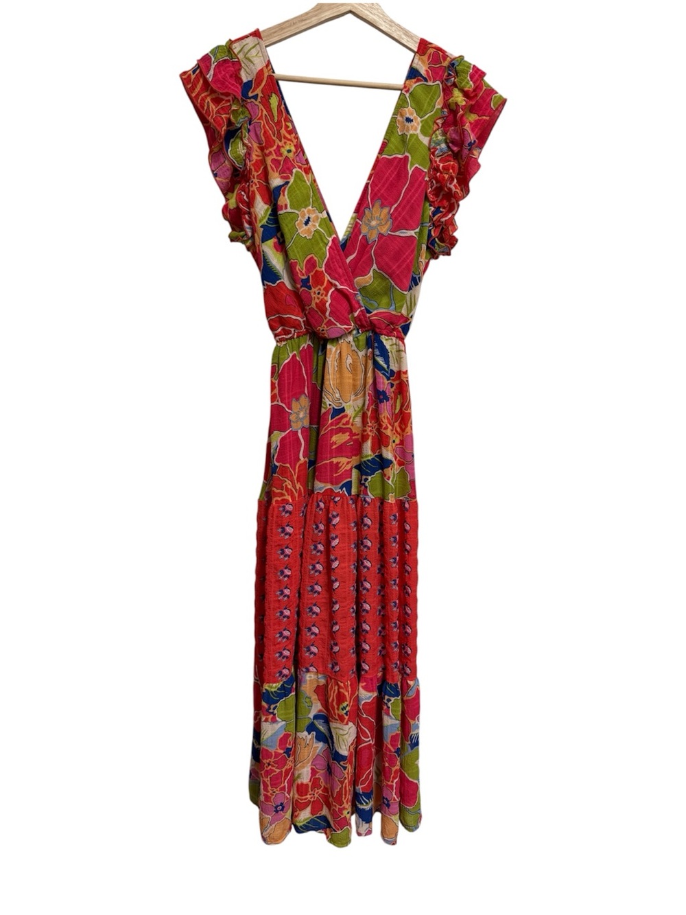 Figueroa & Flower Colorful Mixed Print Floral Maxi Dress Women’s Small Vacation